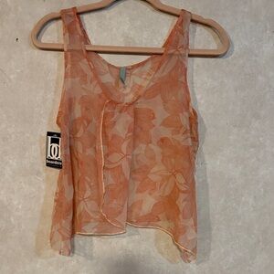 Boarders Women's Sheer Orange Floral Tank Top